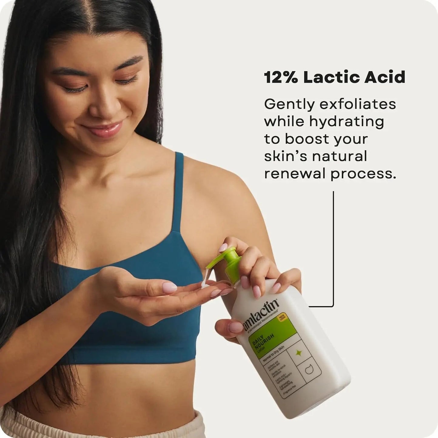 Exfoliating Moisturizer with 12% Lactic Acid 225gr - AmLactin Daily Nourish Body Lotion - Antiaging Cosmetics