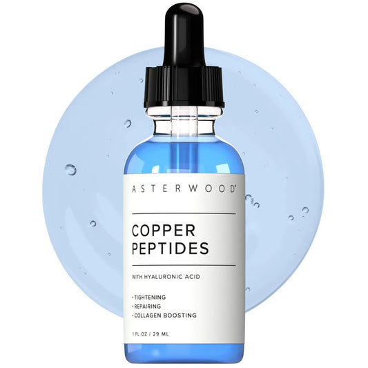 Asterwood Copper Peptides Serum with GHK - Cu and Hyaluronic Acid - 1 Fl Oz, 29ml - Antiaging Cosmetics