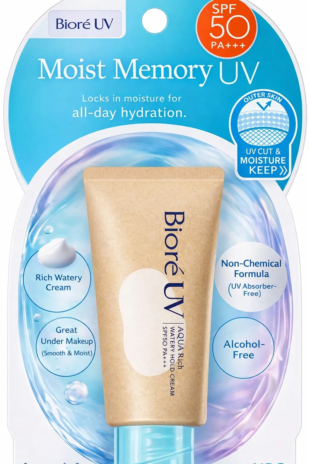 Biore UV Aquarich Water Skin cream, Mineral Sunscreen, 50gr - Antiaging Cosmetics