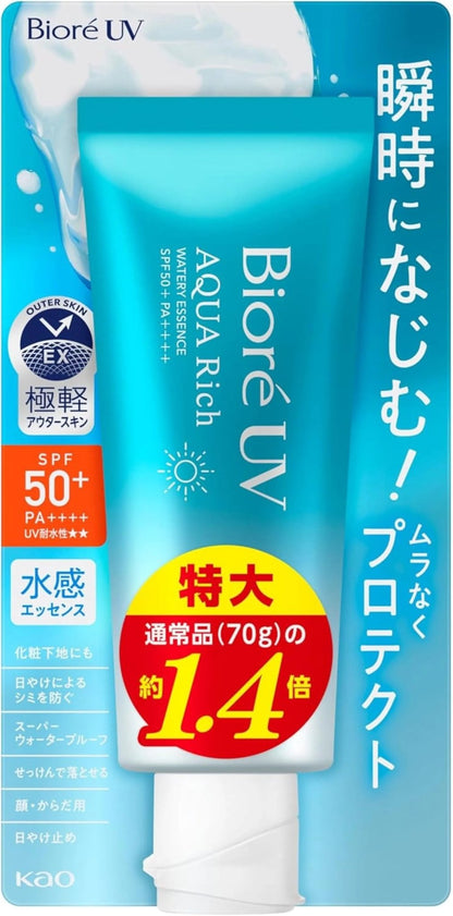 Biore UV Kao, Aqua Rich Watery Essence Sunscreen SPF 50+ PA++++ - 3.5 oz( 100gr) - Antiaging Cosmetics