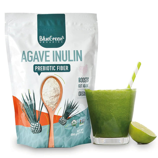 BLUEGREEN Organics, Organic Agave Inulin Powder, for coffee, beverages or baking, 350gr - Antiaging Cosmetics