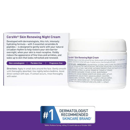 CERAVE - Peptide Ceramide Renewing Night Cream - 1.7oz(48gr) - Antiaging Cosmetics
