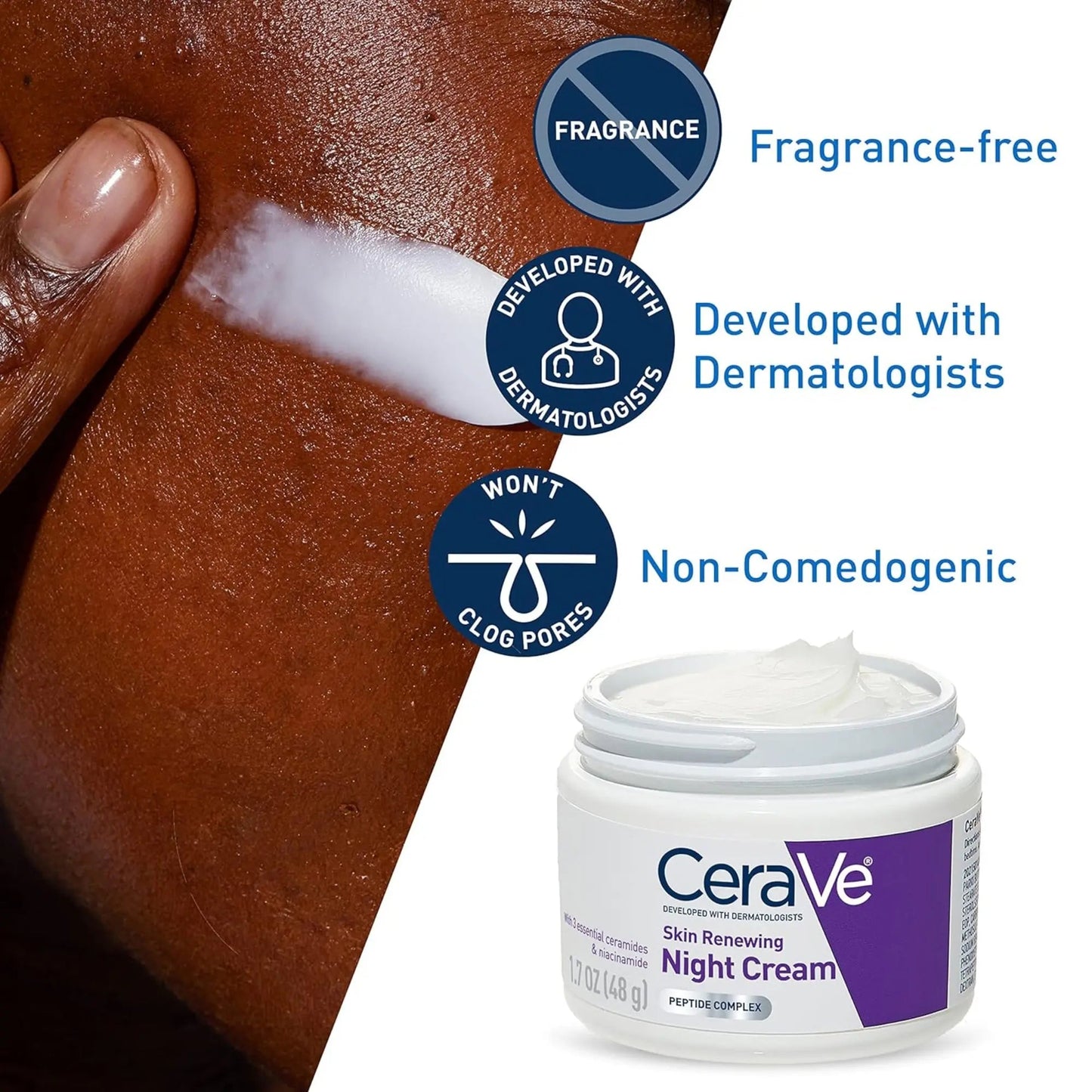 CERAVE - Peptide Ceramide Renewing Night Cream - 1.7oz(48gr) - Antiaging Cosmetics