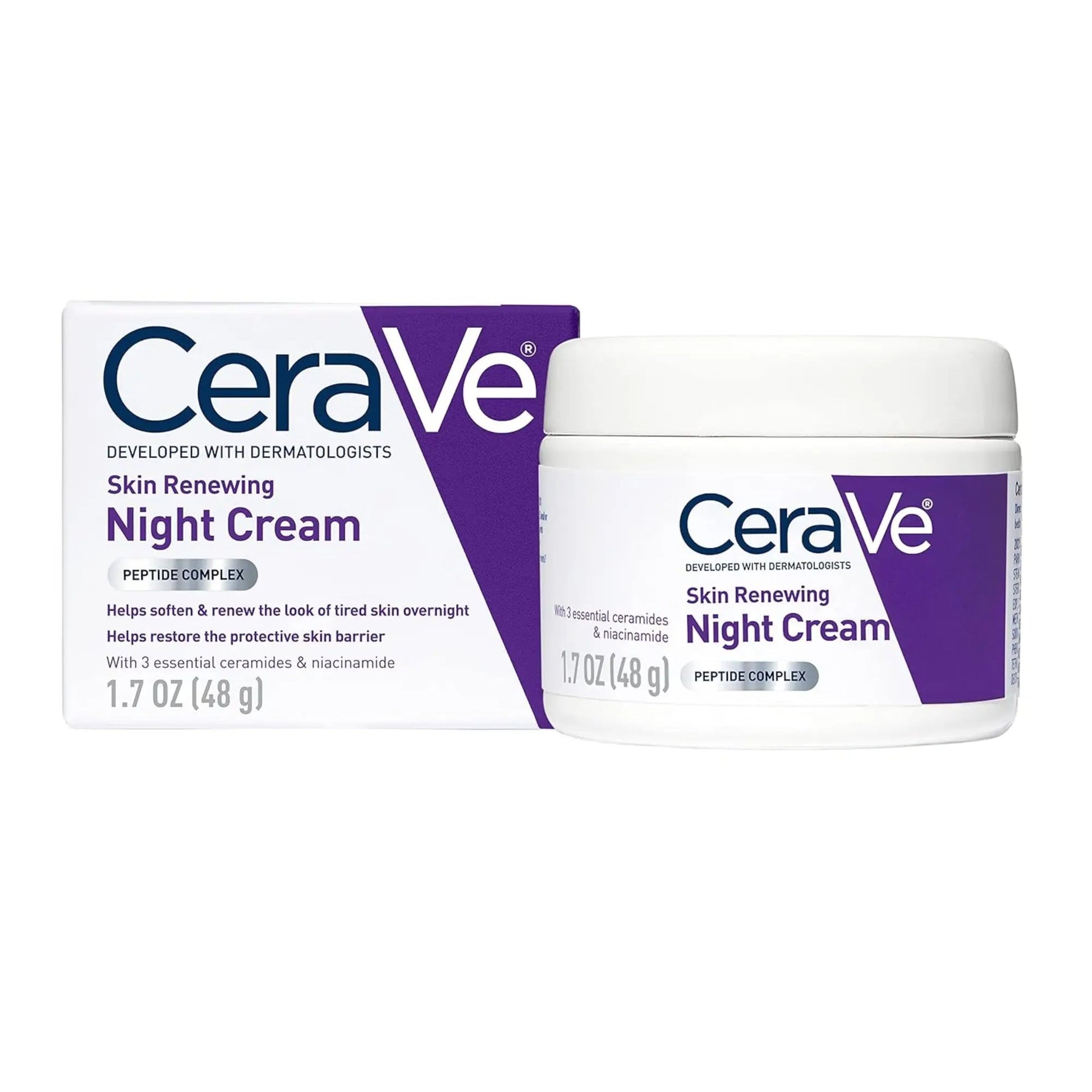 CERAVE - Peptide Ceramide Renewing Night Cream - 1.7oz(48gr) - Antiaging Cosmetics