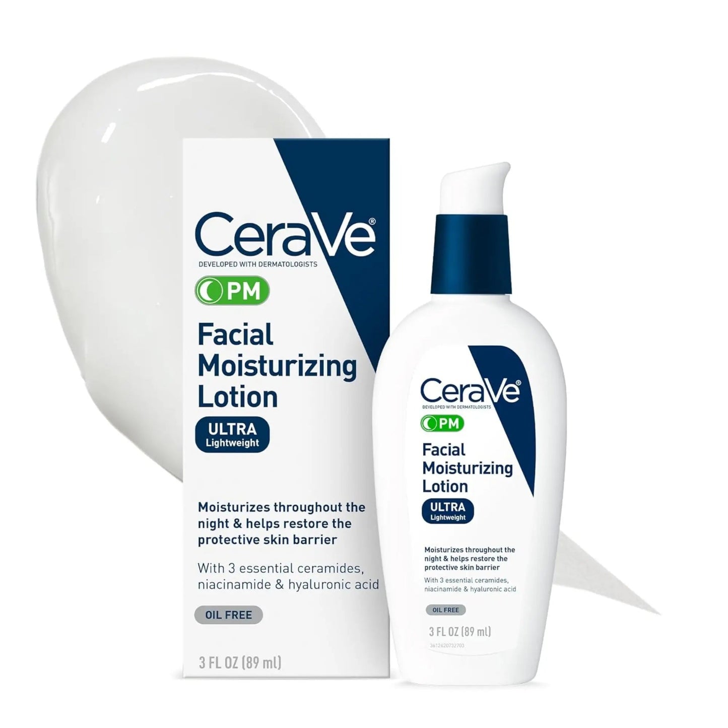CeraVe PM - Facial Moisturizing Lotion, with Hyaluronic Acid and Niacinamide - 89ml - Antiaging Cosmetics