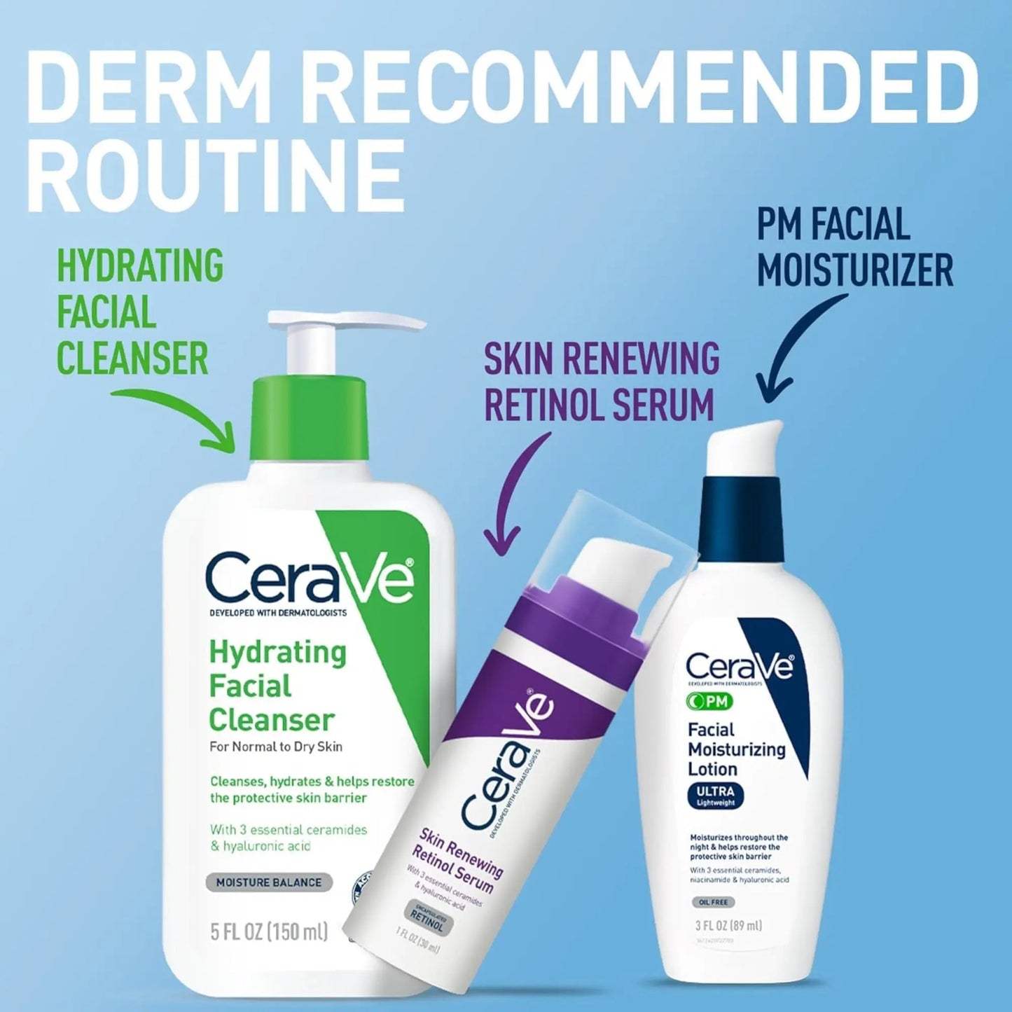CeraVe PM - Facial Moisturizing Lotion, with Hyaluronic Acid and Niacinamide - 89ml - Antiaging Cosmetics