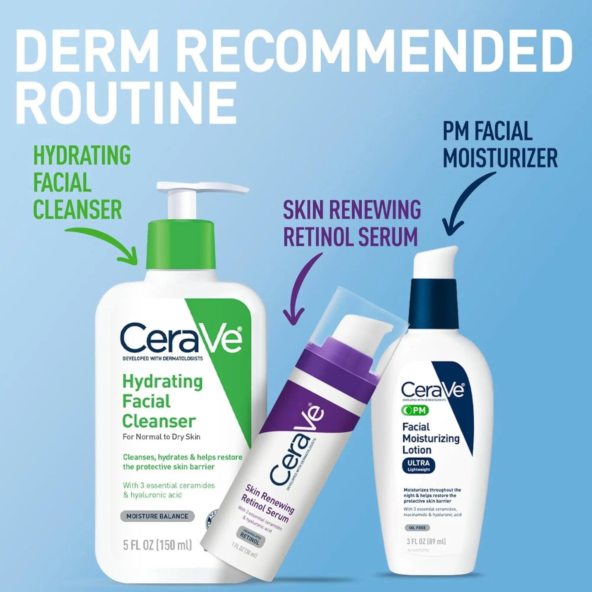 CeraVe PM - Facial Moisturizing Lotion, with Hyaluronic Acid and Niacinamide - 89ml - Antiaging Cosmetics
