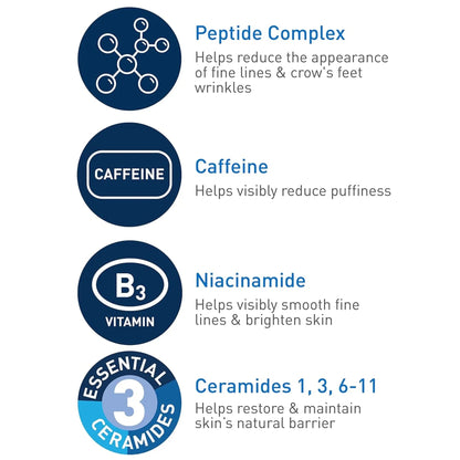CeraVe Skin Renewing Eye Cream For Wrinkles, Peptides + Caffeine + Niacinamide - (15ml) - Antiaging Cosmetics