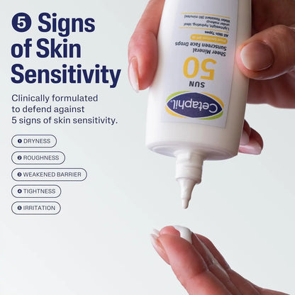 Cetaphil Mineral Sunscreen for Face SPF 50, Sensitive Skin Protection, Unscented - Antiaging Cosmetics