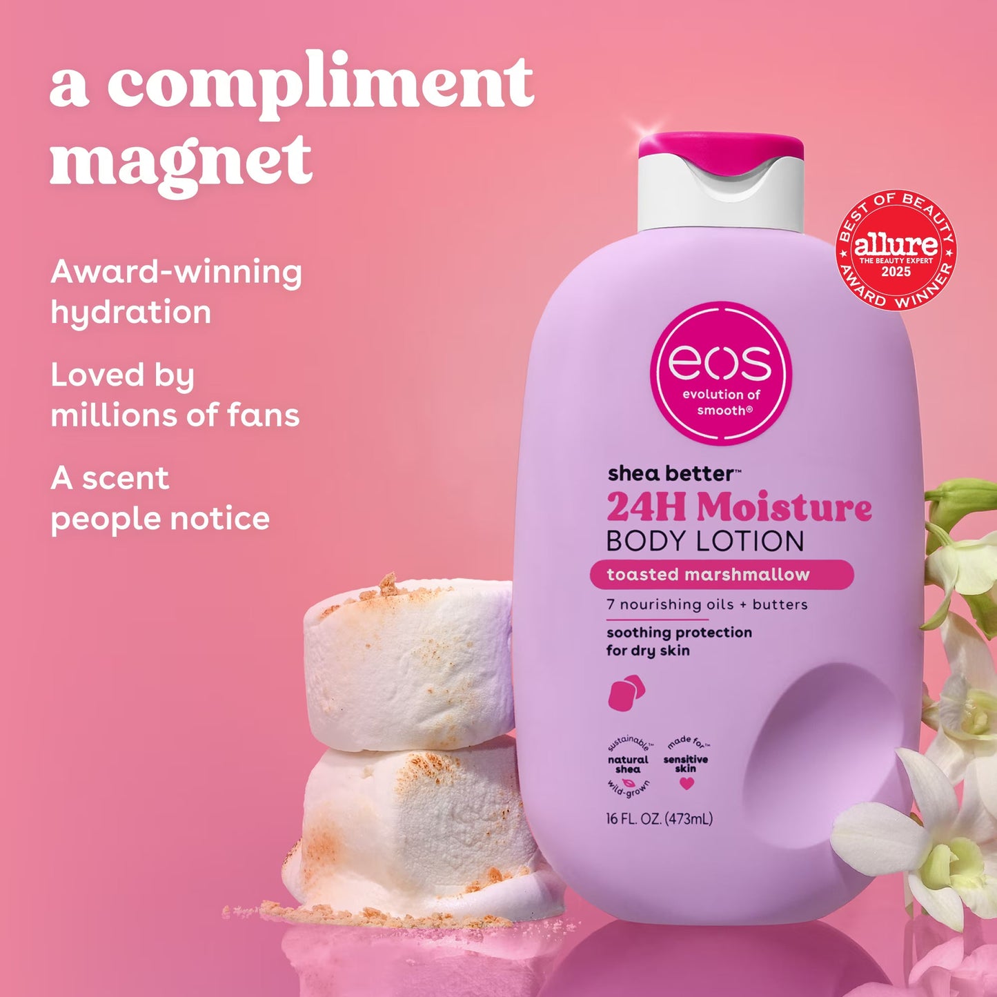 EOS Shea Better Body Lotion Toasted Marshmallow scent.473ml EOS