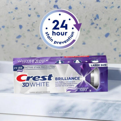 CREST - 3D WHITE Brilliance Luminous PURPLE Toothpaste - 130gr - Antiaging Cosmetics