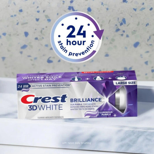 CREST - 3D WHITE Brilliance Luminous PURPLE Toothpaste - 130gr - Antiaging Cosmetics