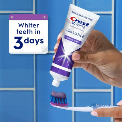 CREST - 3D WHITE Brilliance Luminous PURPLE Toothpaste - 130gr - Antiaging Cosmetics