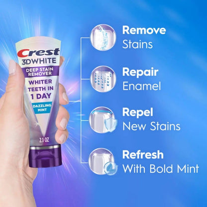 Crest 3DWhite Brilliance Deep Stain Remover Dazzling Mint Toothpaste - 59gr - Antiaging Cosmetics