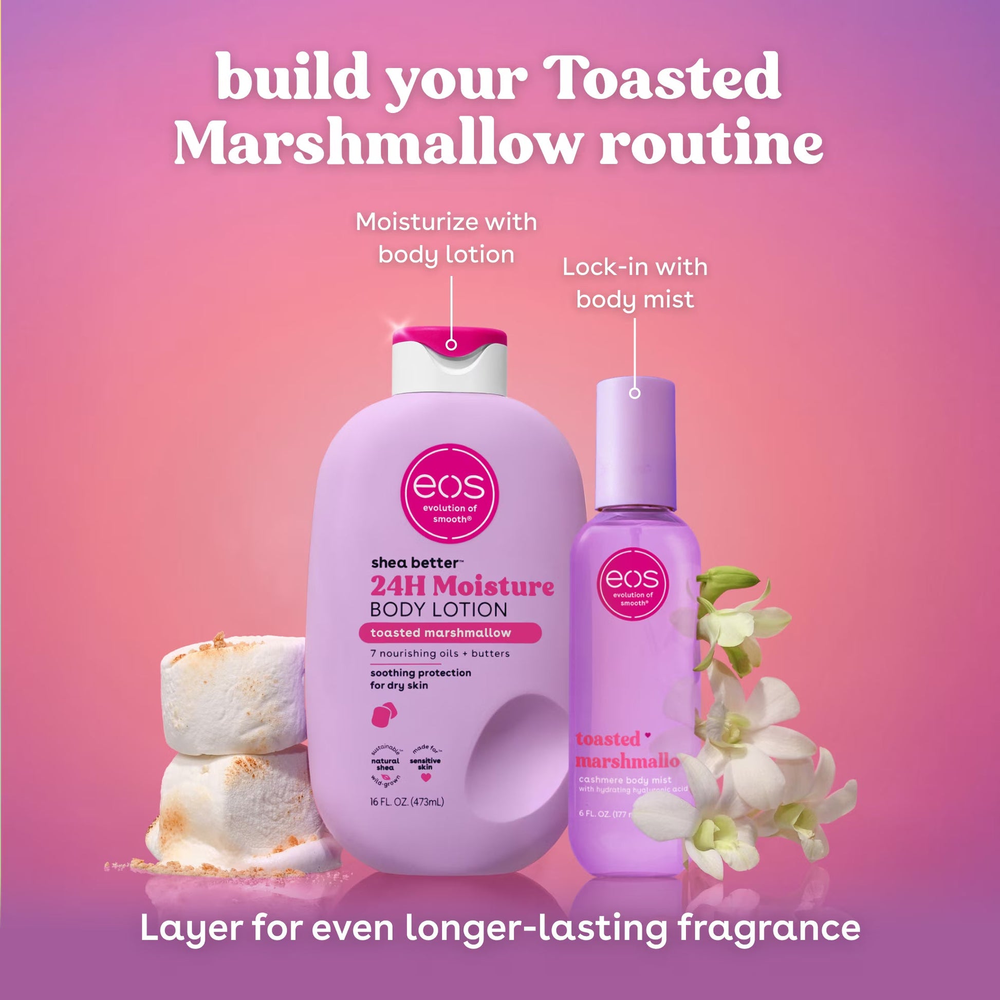 EOS Shea Better Body Lotion Toasted Marshmallow scent.473ml EOS