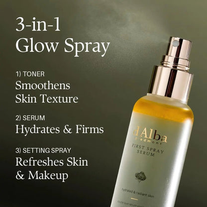 d’Alba White Truffle First Spray Serum 100ml – Hydrating Glow Face Mist - Antiaging Cosmetics