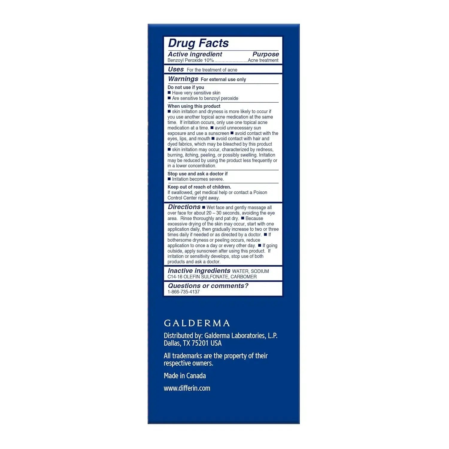 DIFFERIN ACNE Treatment 10, Treatment, Benzoyl peroxid, Cleanse Wash, 10% - 148ml - Antiaging Cosmetics