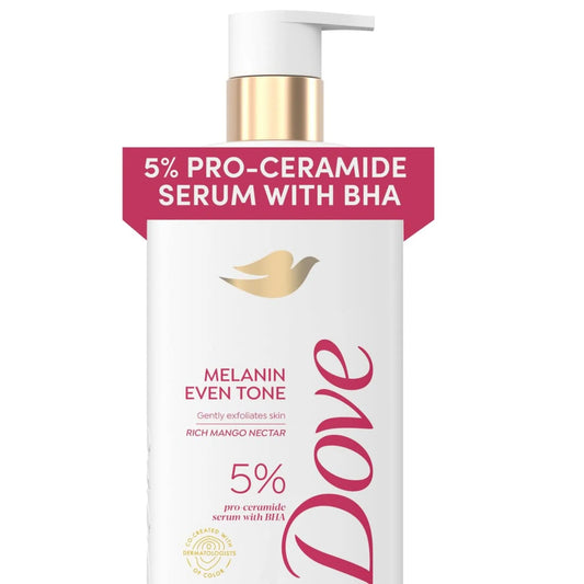 Dove Body Wash, Exfoliating , Melanin 5% Pro - Ceramide Serum with BHA - 18.5 oz (547ml) - Antiaging Cosmetics
