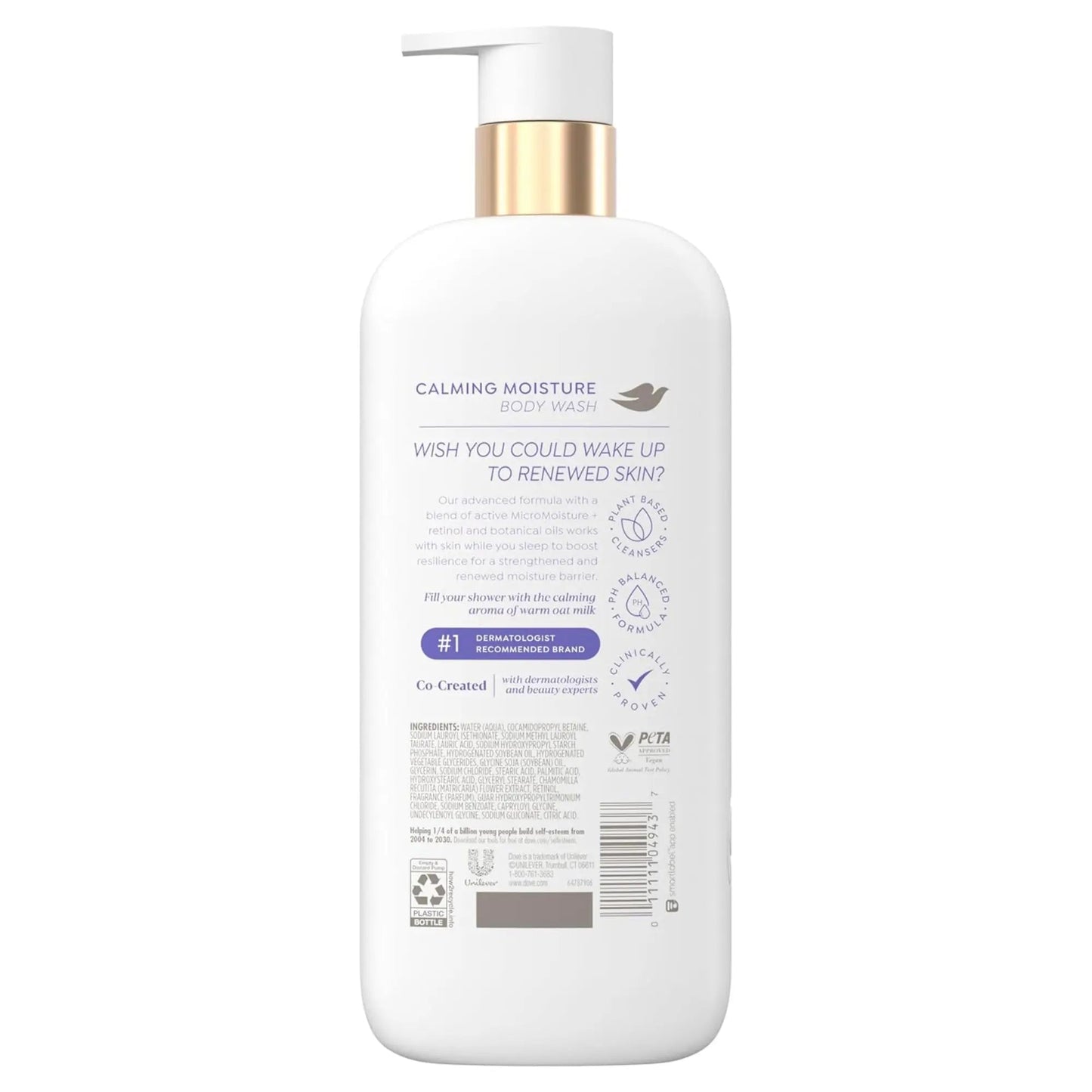 Dove Serum ,Body Wash Calming Moisture renews skin with Retinol Serum - 18.5 Fl Oz(547ml) - Antiaging Cosmetics