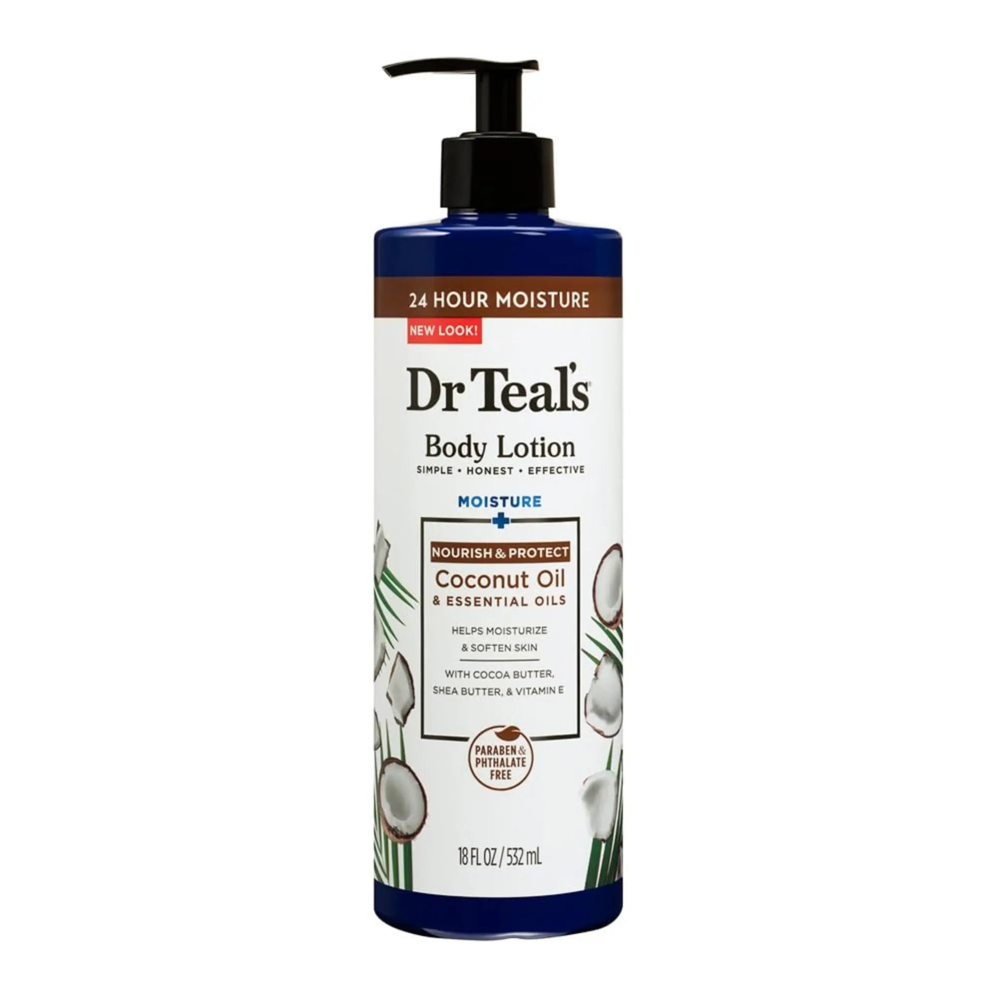 Dr Teal's, Body Lotion, 24h moisture, Coconut, Essential oils, 532ml - Antiaging Cosmetics