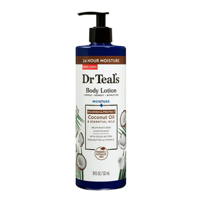 Dr Teal's, Body Lotion, 24h moisture, Coconut, Essential oils, 532ml - Antiaging Cosmetics