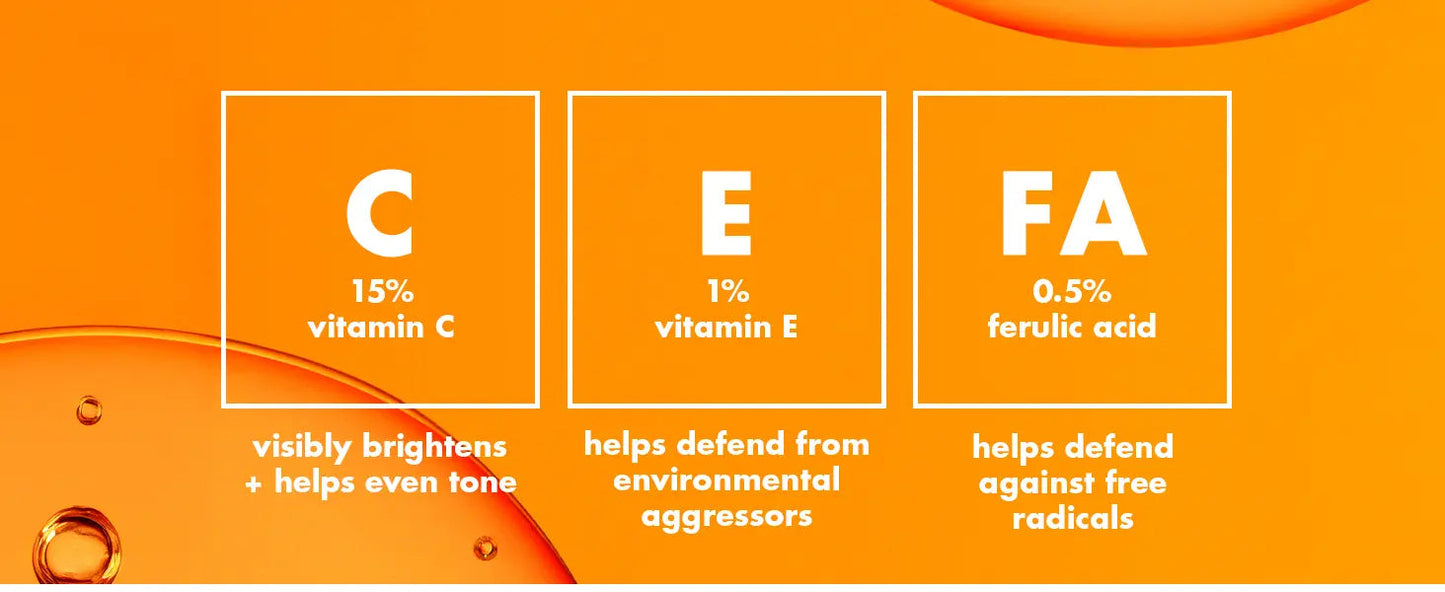 ELF SKIN serum Bright Icon Vitamin C + E + Ferulic Serum - 1 fl oz (30ml) - Antiaging Cosmetics