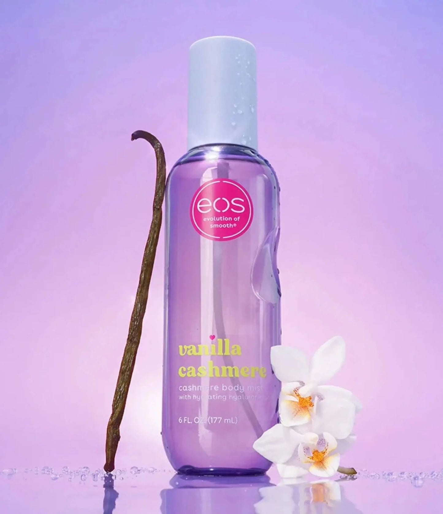 EOS, Body Spray with Hyaluronic Acid, Vanilla Cashmere, 177ml - Antiaging Cosmetics