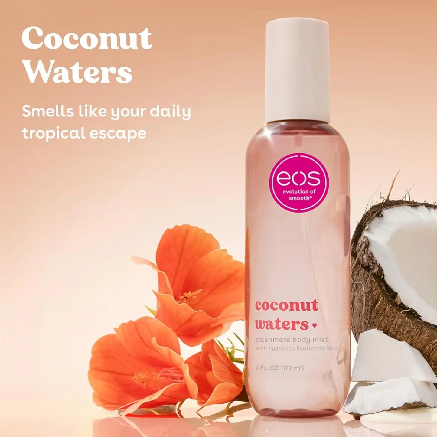 eos Cashmere Body Mist Coconut Waters Hair and Body Spray Hydrating Coconut Perfume 177ml - Antiaging Cosmetics