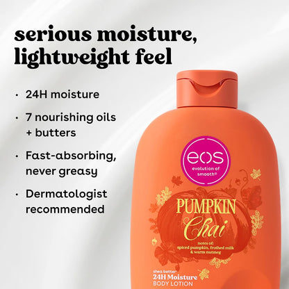 eos Pumpkin Chai Body Lotion – 24-Hour Moisture, Shea Butter, 16 fl oz - Antiaging Cosmetics