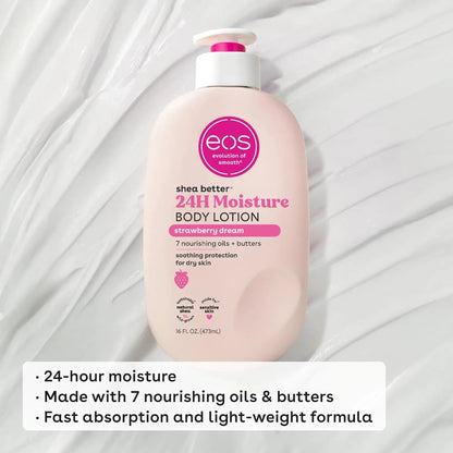 EOS, Shea Better Body Lotion, Strawberry Dream, 24 - Hour Moisture, 473ml - Antiaging Cosmetics