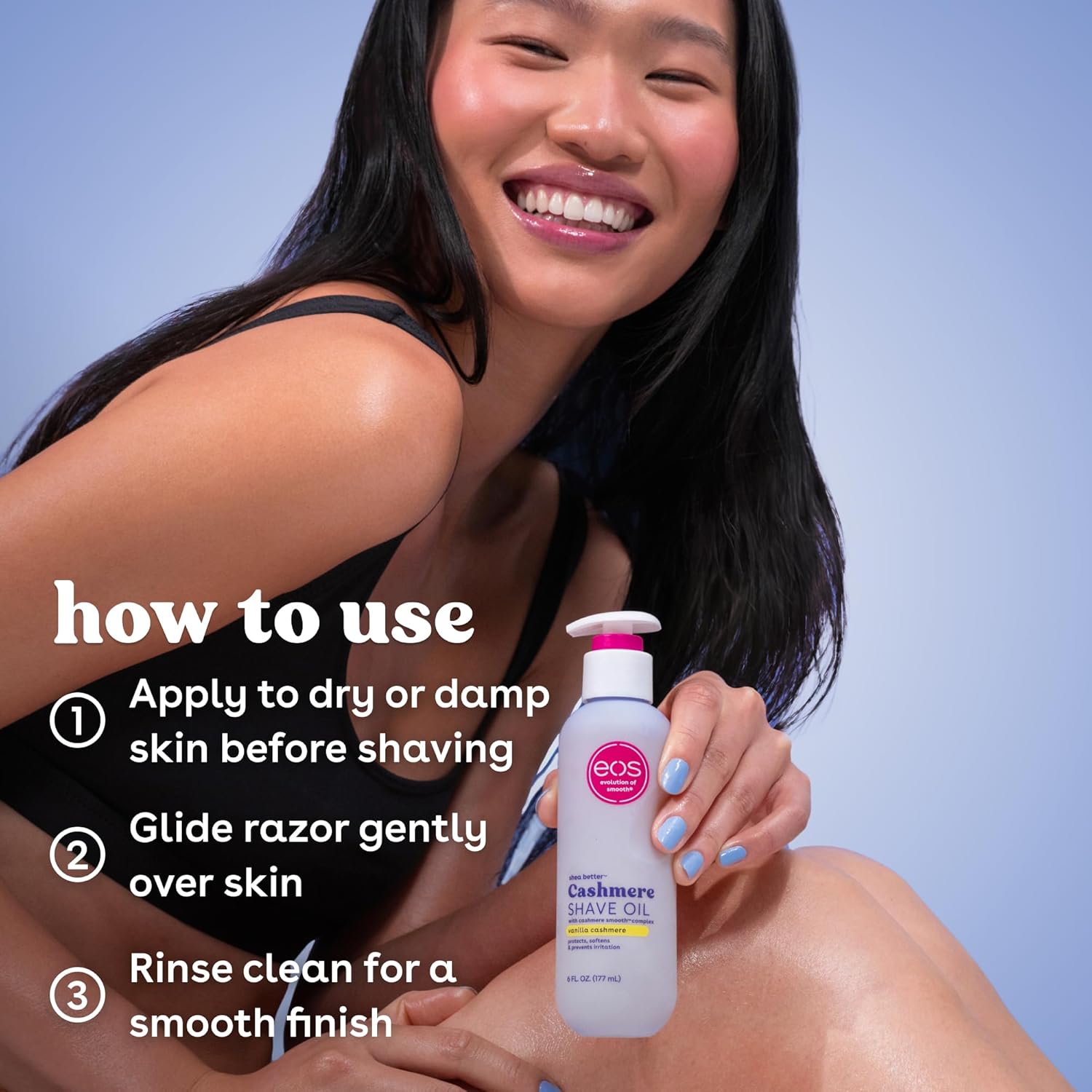 EOS Vanilla Cashmere Shave Oil - Moisturizing Shea Butter & Glycerin - Prevents Razor Burn - Antiaging Cosmetics