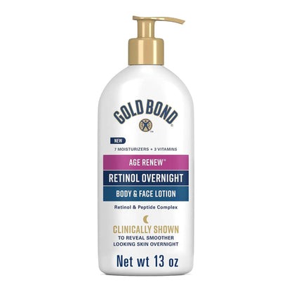 Gold Bond - Age Renew Retinol Overnight Body & Face Lotion Retinol& Peptide - 13oz (368gr) - Antiaging Cosmetics