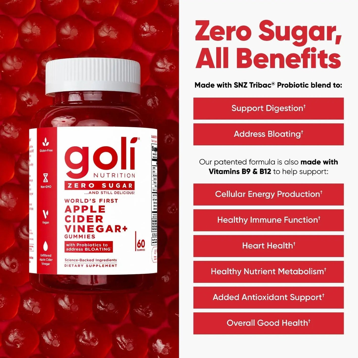 Goli Apple Cider Vinegar Gummies 60 Gummies - Antiaging Cosmetics