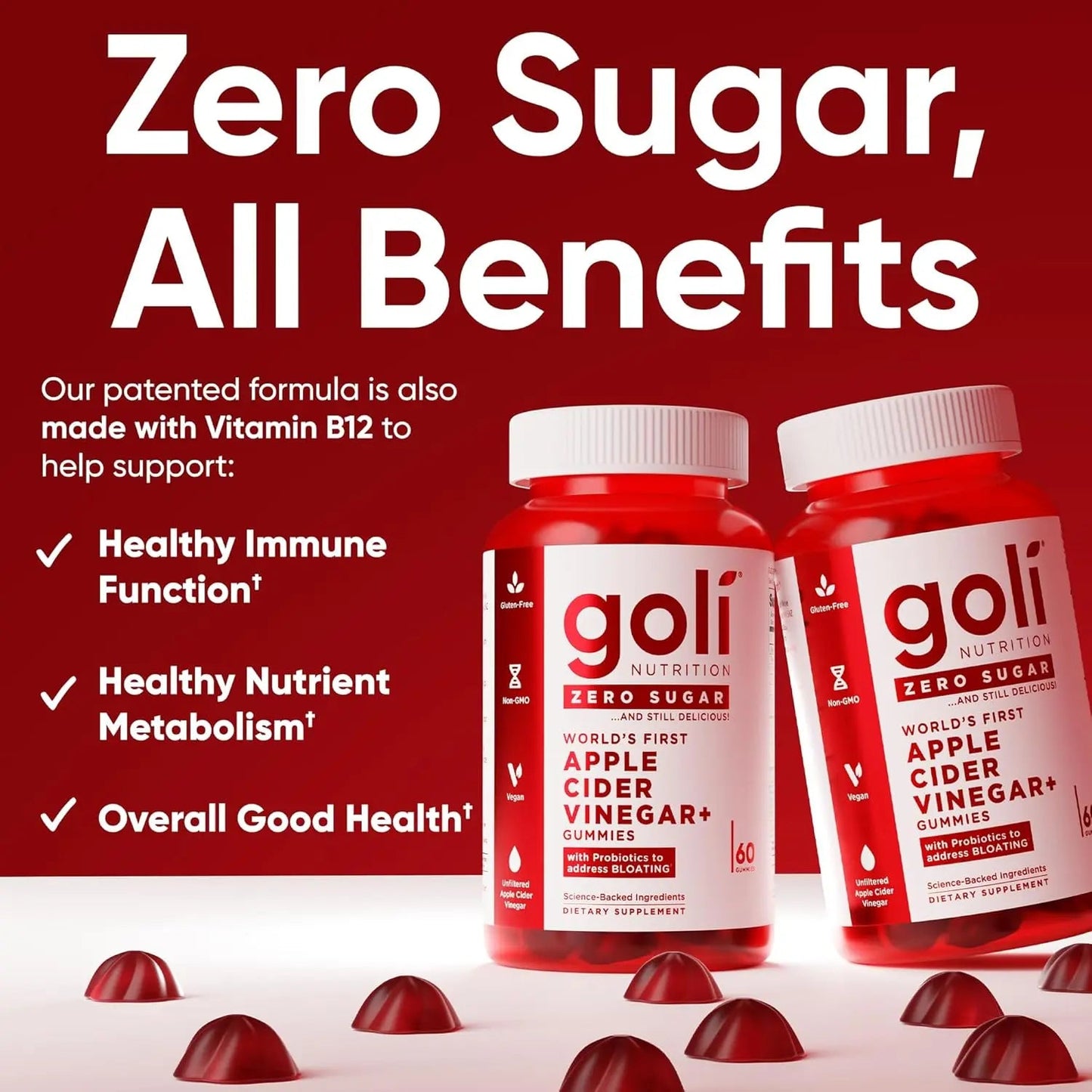 Goli Apple Cider Vinegar Gummies 60 Gummies - Antiaging Cosmetics