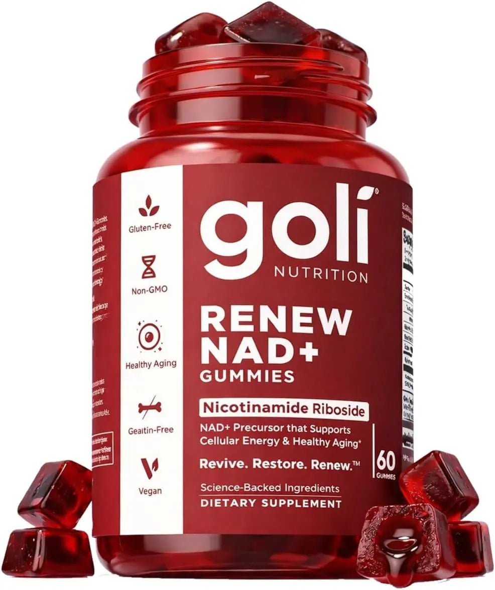 Goli Renew NAD+ Gummies (60 Count) – No sugar, Cellular Energy & Healthy Aging Support, 60 count - Antiaging Cosmetics