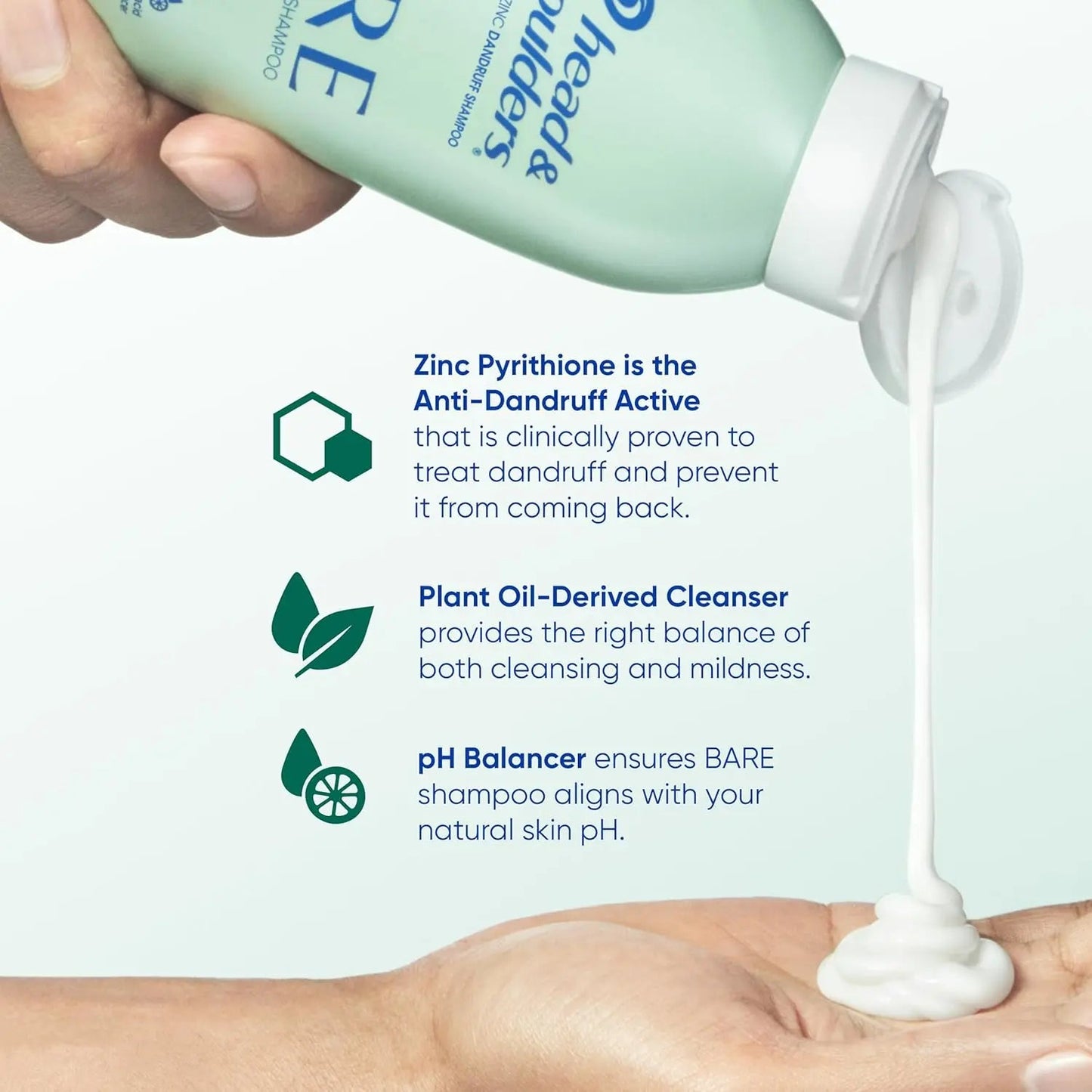 Head & Shoulders shampoo BARE Anti - Dandruff 400ml – Sulfate Free, Zinc Pyrithione, Dry Scalp Relief - Antiaging Cosmetics