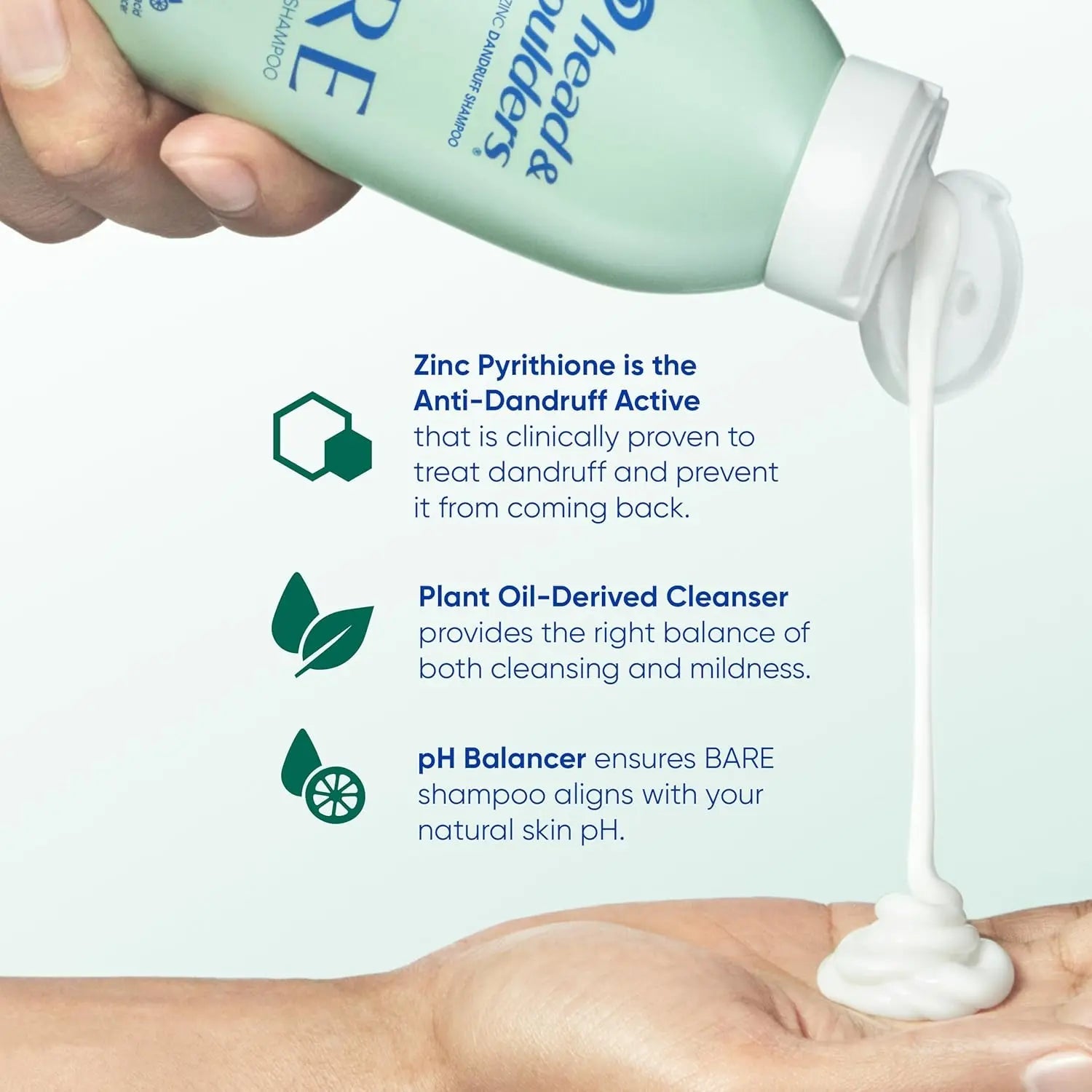 Head & Shoulders shampoo BARE Anti - Dandruff 400ml – Sulfate Free, Zinc Pyrithione, Dry Scalp Relief - Antiaging Cosmetics