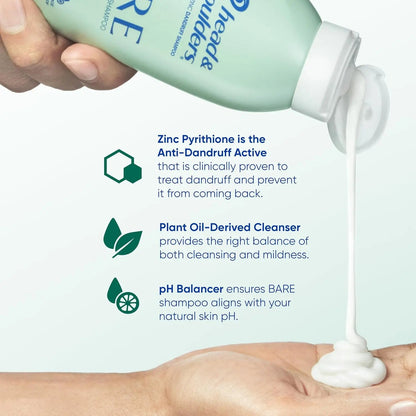 Head & Shoulders shampoo BARE Anti - Dandruff 400ml – Sulfate Free, Zinc Pyrithione, Dry Scalp Relief - Antiaging Cosmetics