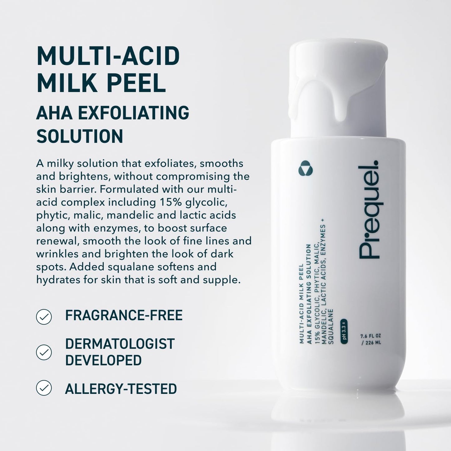 Hydrating Multi-Acid Milk Peel – Gentle Glycolic Face Exfoliator, 226ml - Antiaging Cosmetics