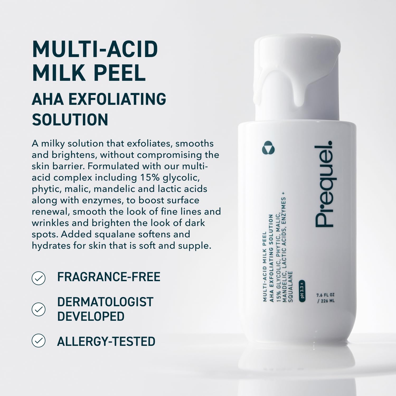 Hydrating Multi-Acid Milk Peel – Gentle Glycolic Face Exfoliator, 226ml - Antiaging Cosmetics