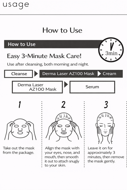 Japanese Mask sheets Quality 1st Derma Laser Super Azelaic AZ100 (1 pack with 7 mask sheets) - Antiaging Cosmetics