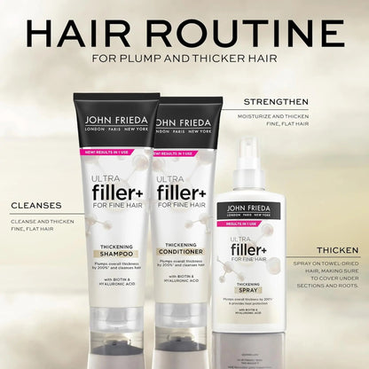 John Frieda shampoo - ULTRAfiller+ Thickening Shampoo for Fine Hair - 10 Oz (295ml) - Antiaging Cosmetics