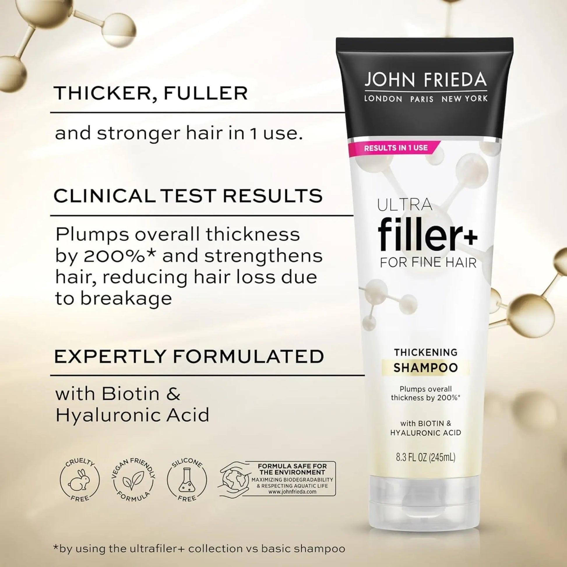 John Frieda shampoo - ULTRAfiller+ Thickening Shampoo for Fine Hair - 10 Oz (295ml) - Antiaging Cosmetics
