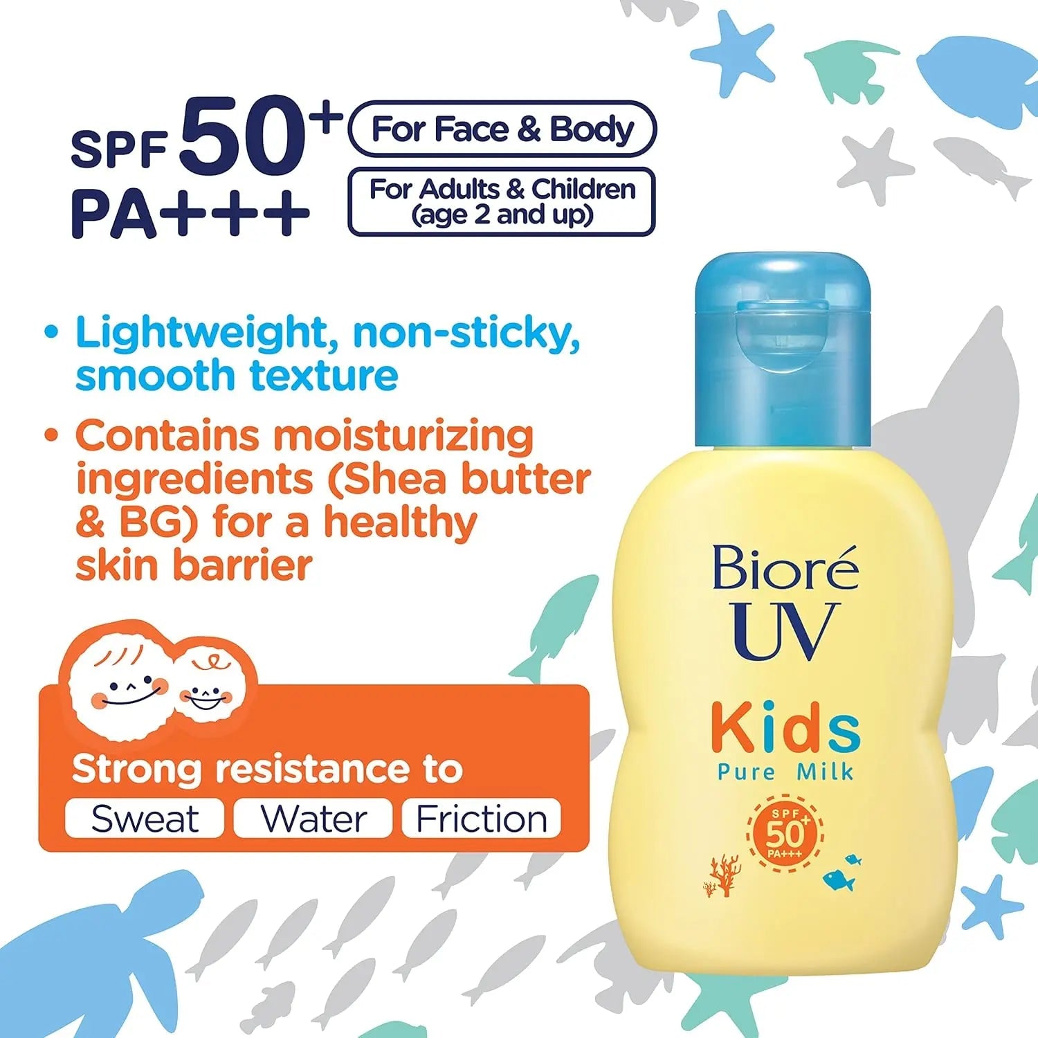 Kao Biore Mineral UV Kids Pure Milk SPF 50+ PA+++ - 2.4 fl oz (70 ml) - Antiaging Cosmetics