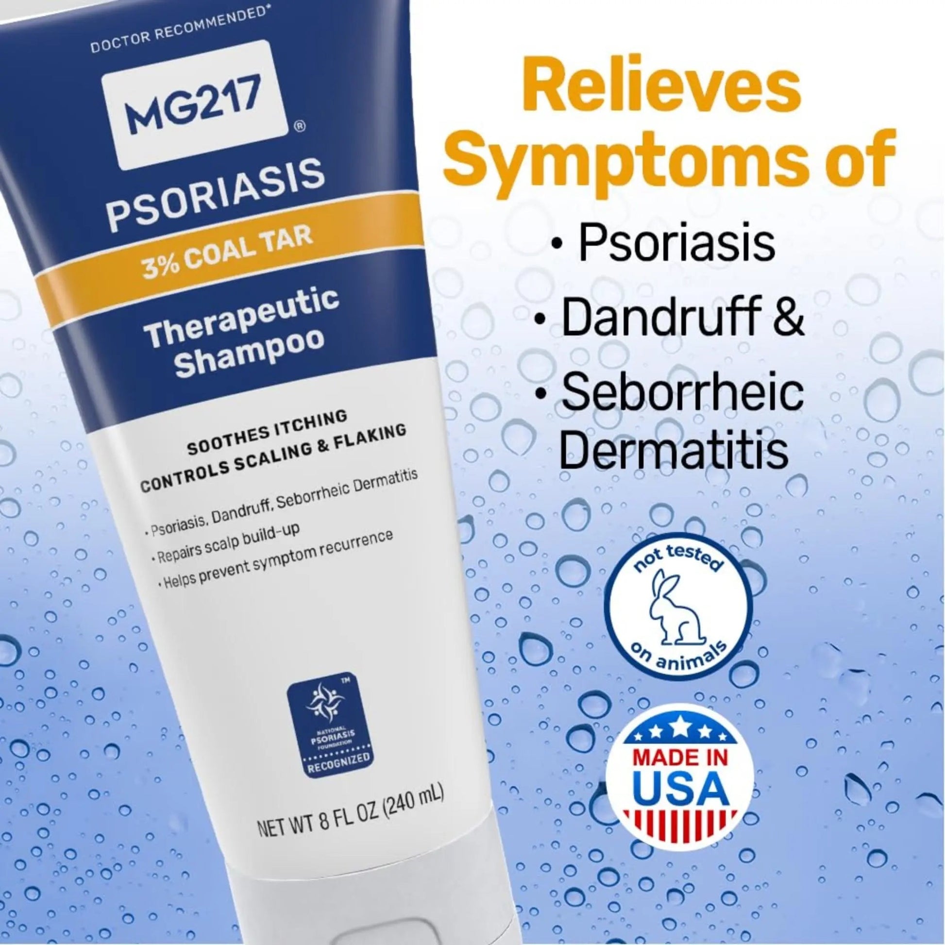 MG217 - COAL TAR Shampoo 3% Psoriasis relief - 240ml - Antiaging Cosmetics