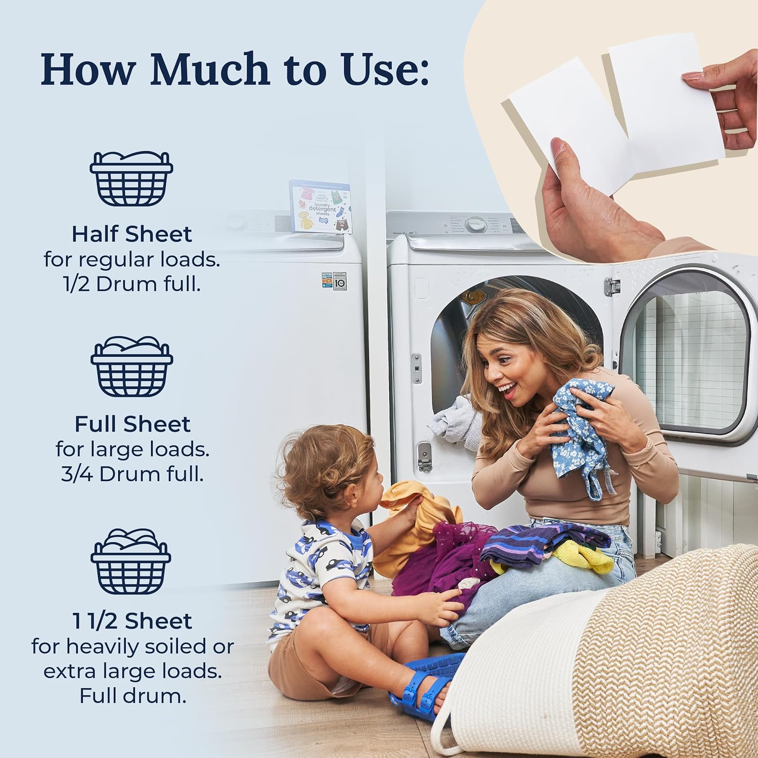 Miss Mouth’s Messy Eater Laundry Detergent Sheets 60 Loads – Hypoallergenic Fragrance - Free Laundry Sheets for Sensitive Skin, Travel Friendly, Pediatrician & Dermatologist Tested - Antiaging Cosmetics