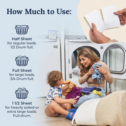 Miss Mouth’s Messy Eater Laundry Detergent Sheets 60 Loads – Hypoallergenic Fragrance - Free Laundry Sheets for Sensitive Skin, Travel Friendly, Pediatrician & Dermatologist Tested - Antiaging Cosmetics