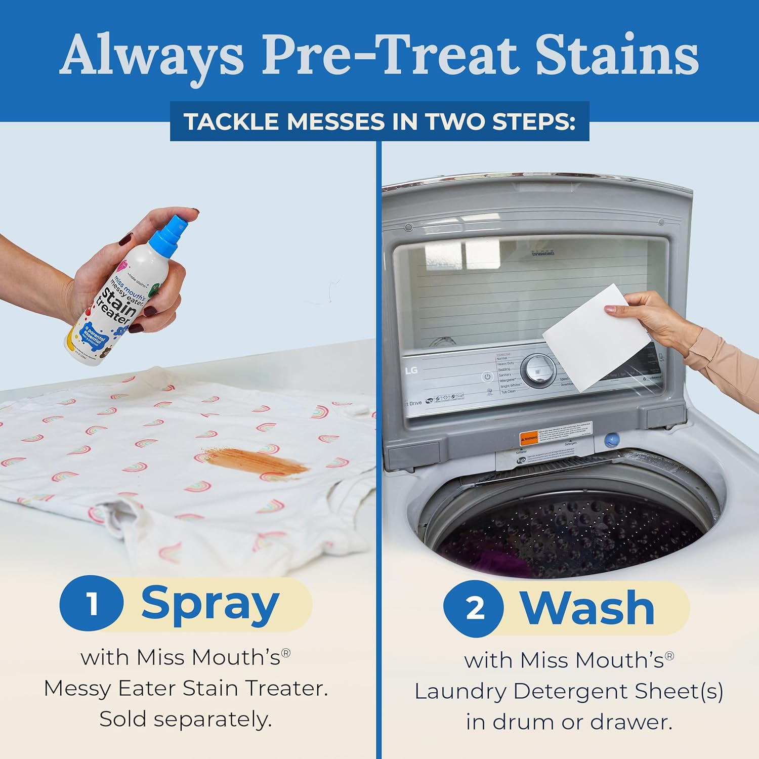 Miss Mouth’s Messy Eater Laundry Detergent Sheets 60 Loads – Hypoallergenic Fragrance - Free Laundry Sheets for Sensitive Skin, Travel Friendly, Pediatrician & Dermatologist Tested - Antiaging Cosmetics
