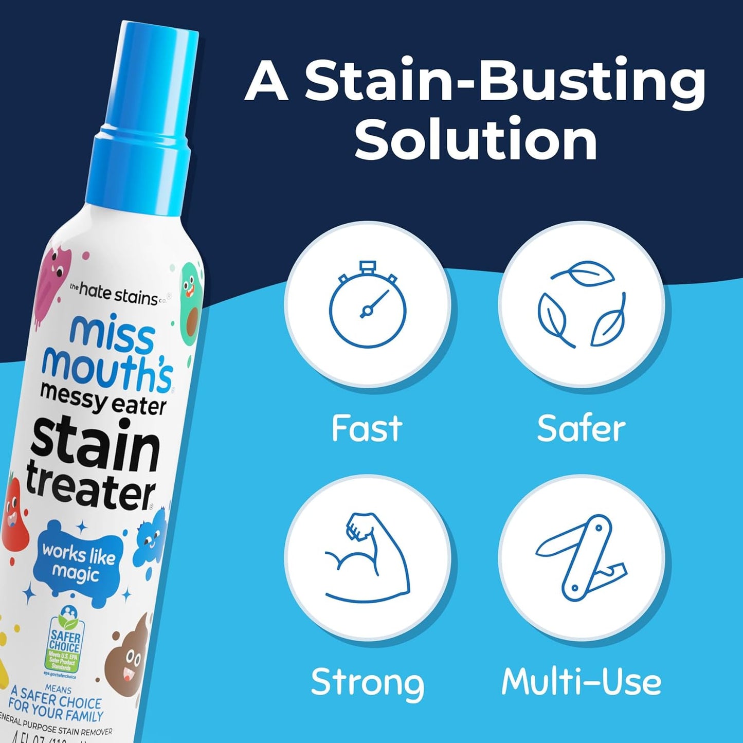 Miss Mouth's Fast Acting Stain Remover Spray - Baby Clothes & Grease Stain Removal 118ml - Antiaging Cosmetics
