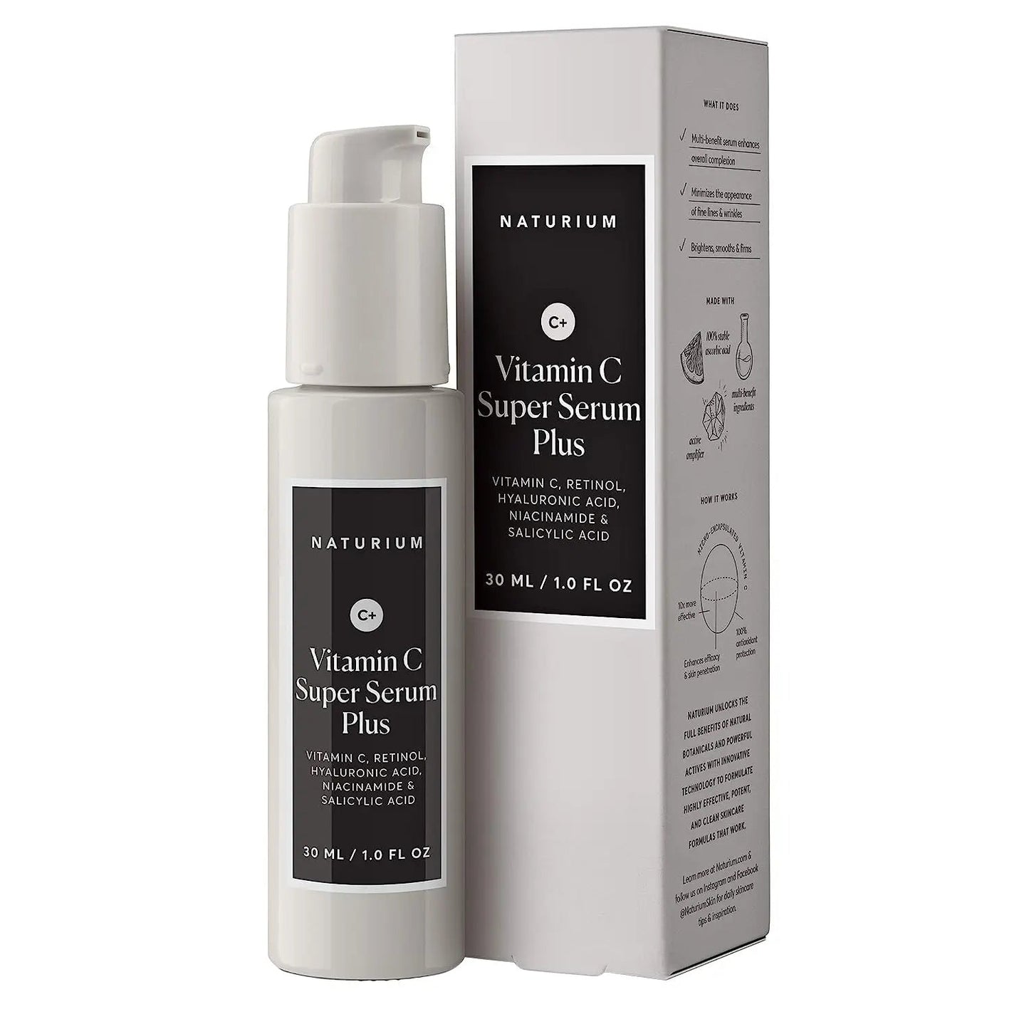 Naturium Vitamin C Super Serum Plus, Retinol, Hyaluronic Acid, Niacinamide & Salicylic Acid,30ml - Antiaging Cosmetics